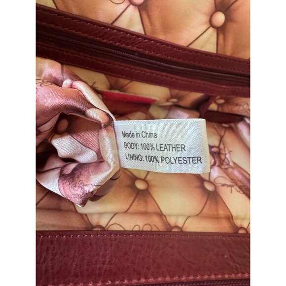 Betsey Johnson Y2K Vintage Deep Red Leather Satchel Tote Bag Purse Rare HTF - Picture 12 of 12